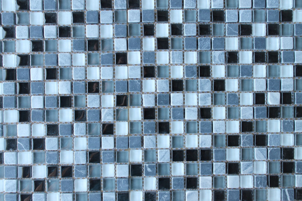 Bliss Midnight Stone and Glass Linear Mosaic Tiles – Rocky Point